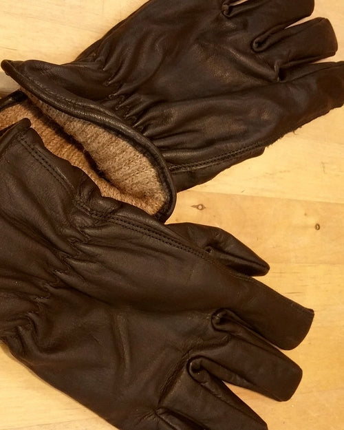 Alpaca Knit Lined Cowhide Leather Gloves - Alpaca Made in the USA